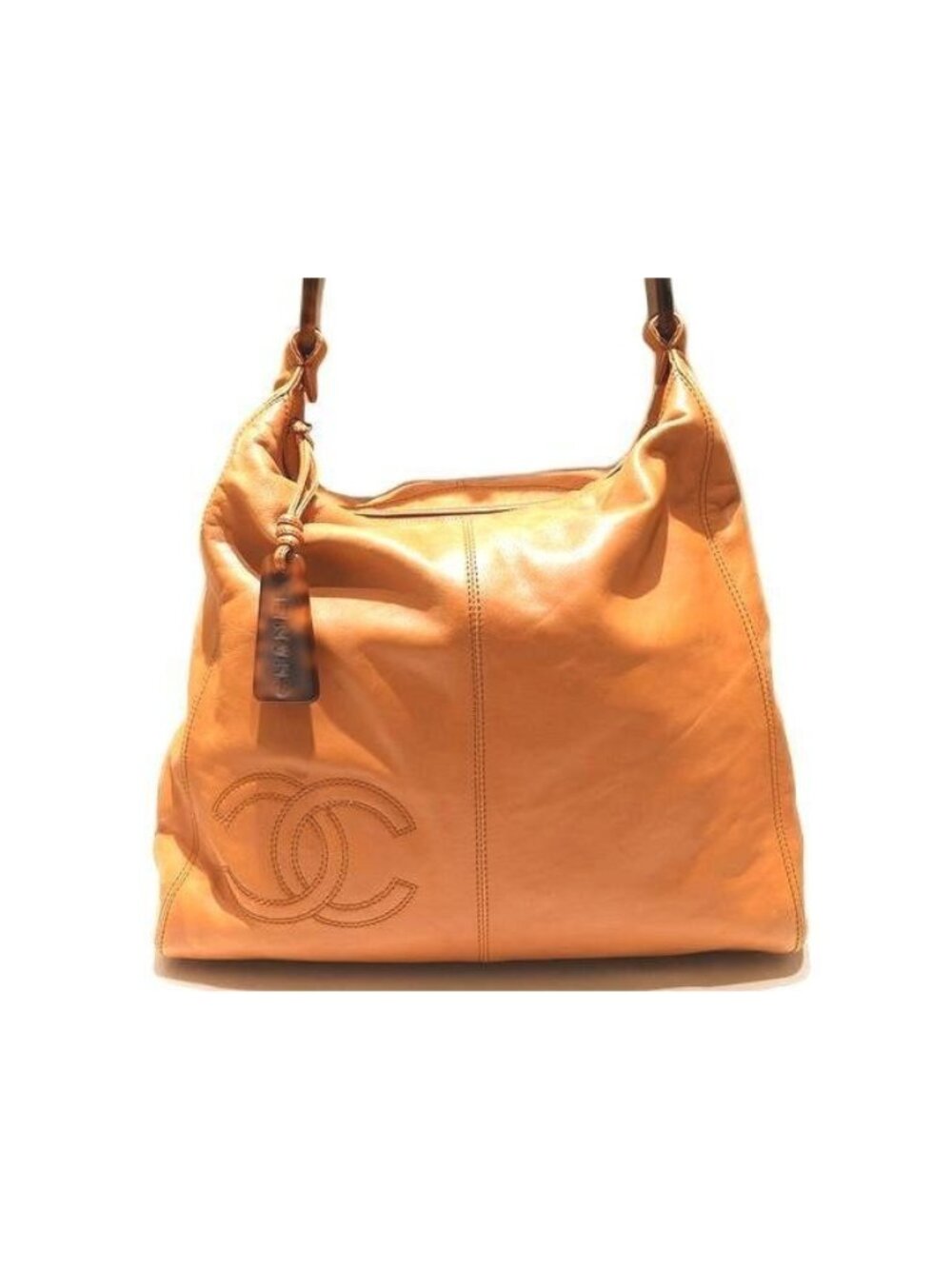 Chanel Plastic Handle Bag Lambskin Light Brown Tortoiseshell